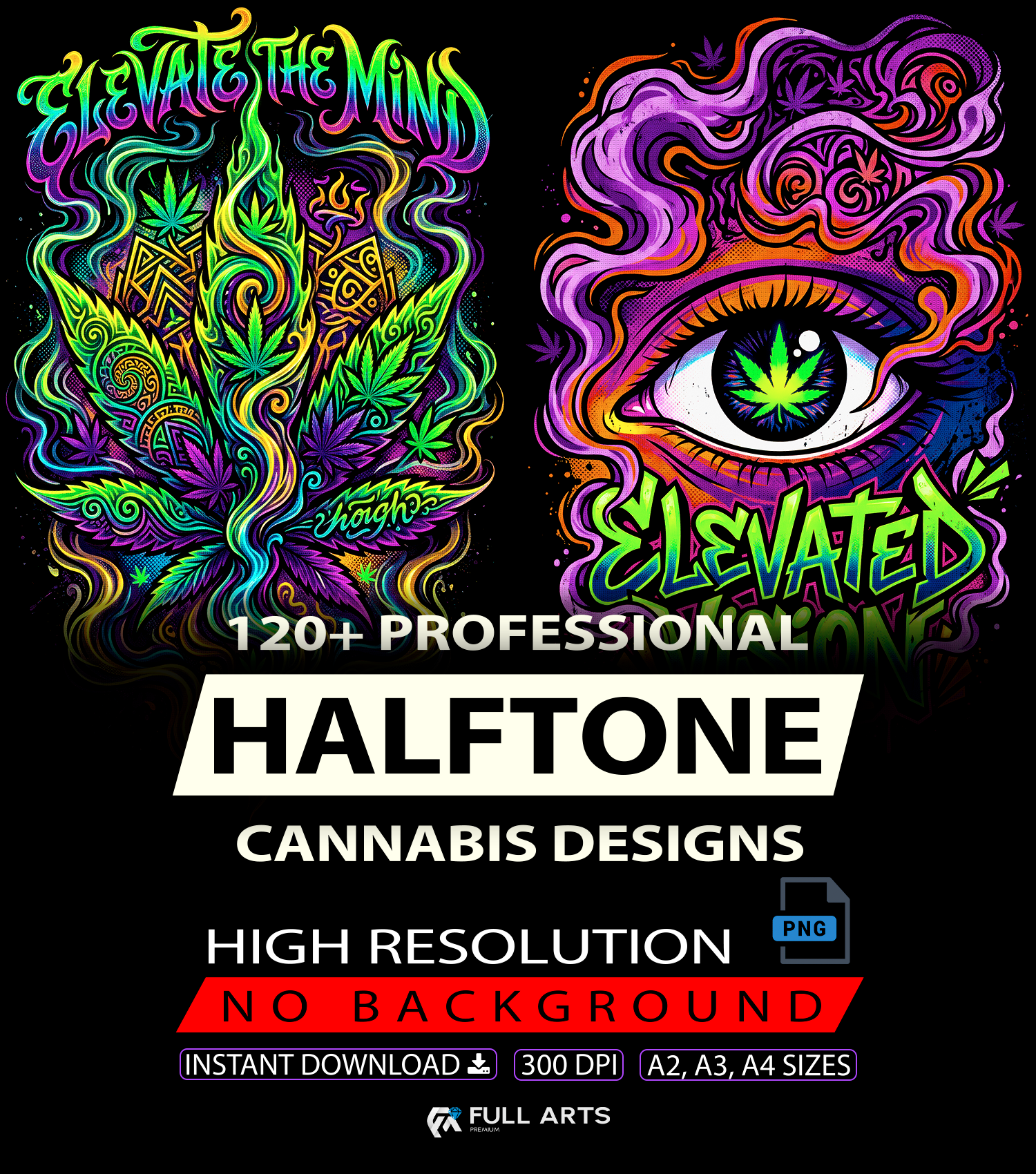Pack 120+ Halftone Cannabis Designs