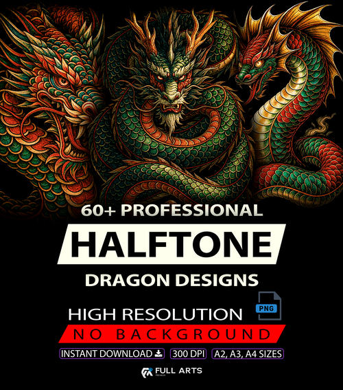 Dragões Pack 60 Designs em Halftone