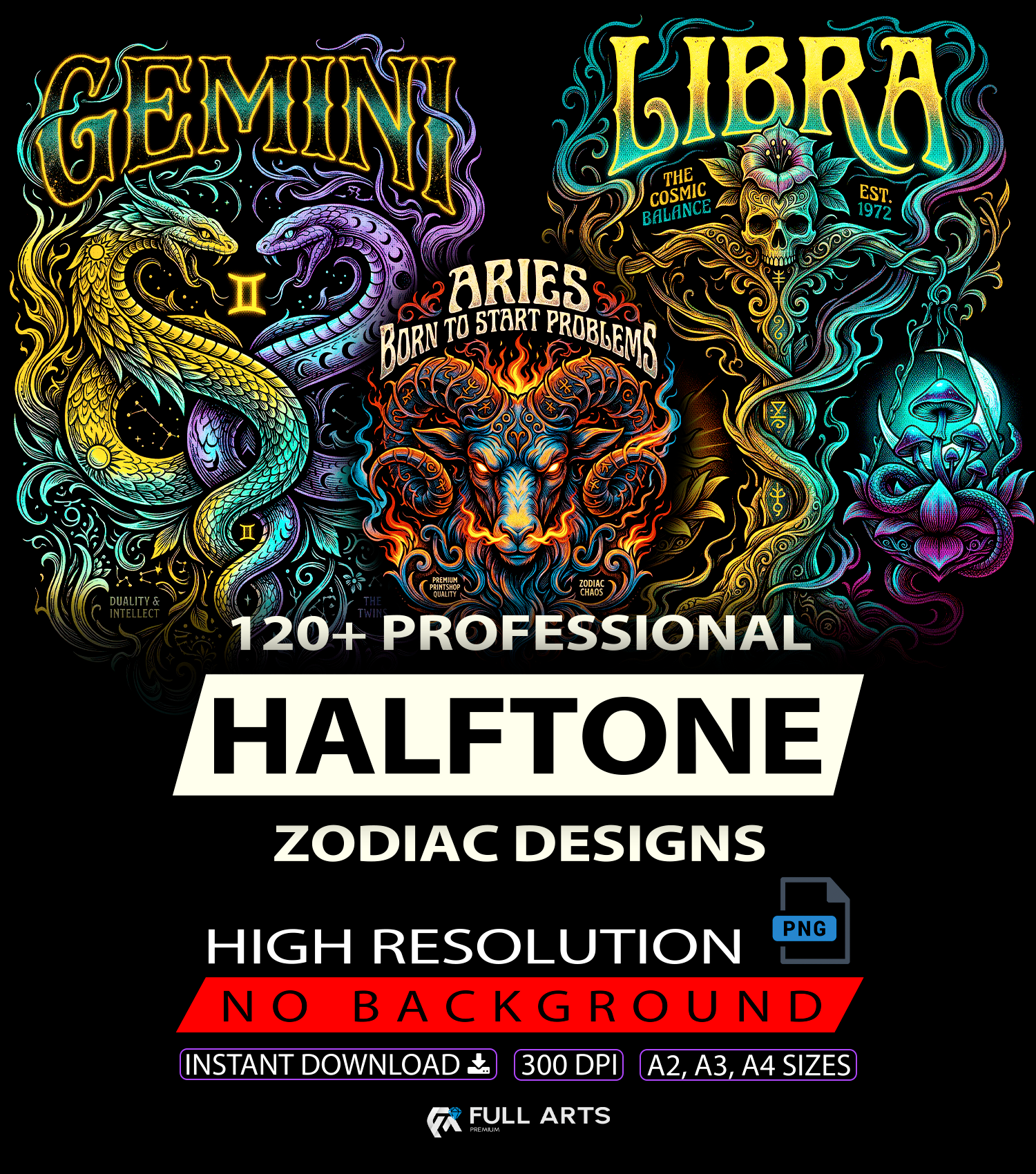 Zodiac Pack 120+ Halftone Designs