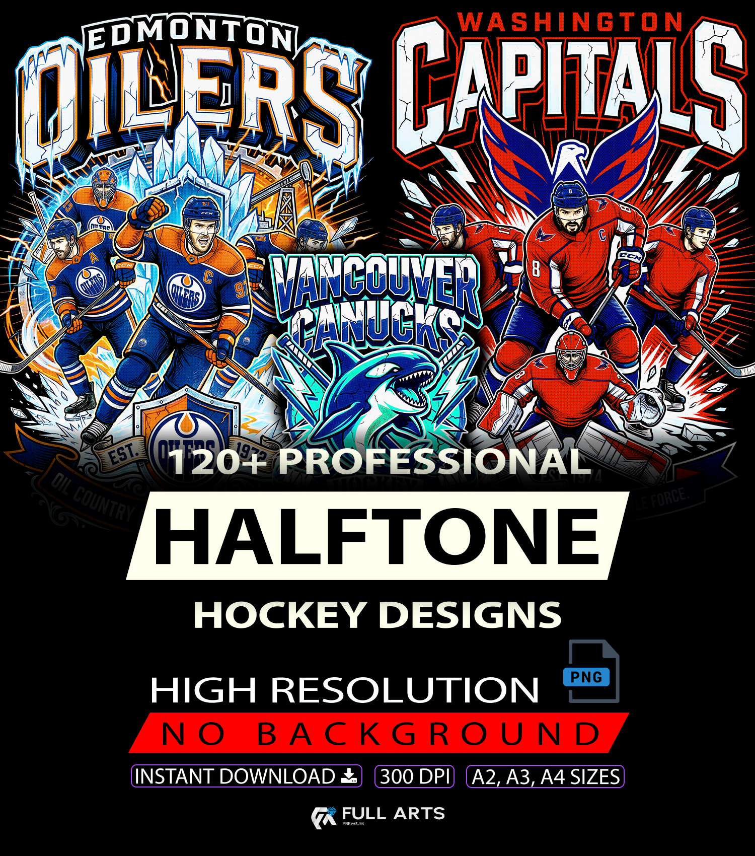 120 Hockey Bootleg Halftone Designs