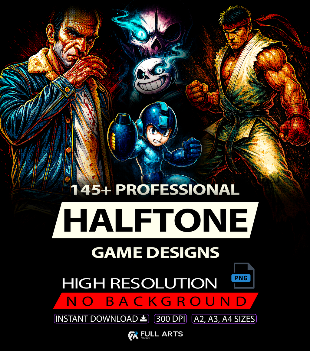 Pacote com mais de 145 designs de jogos em meio-tom