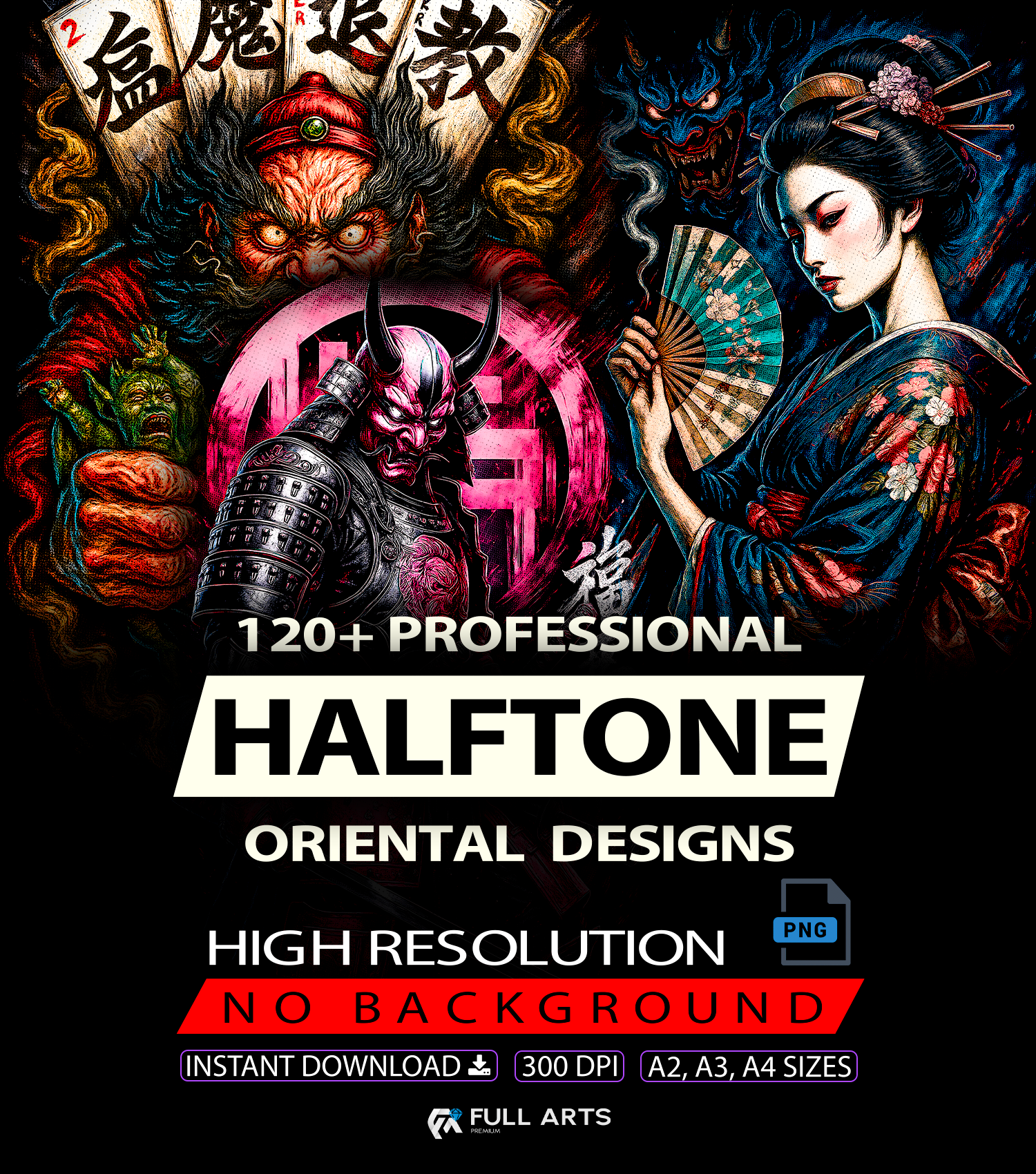 Pack 120+ Halftone Oriental Designs
