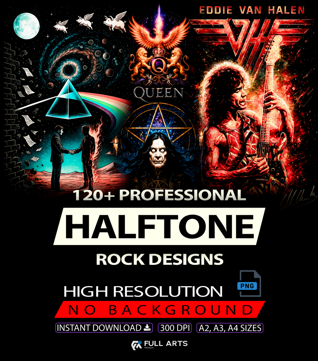 Pack 120+ Halftone Rock Designs