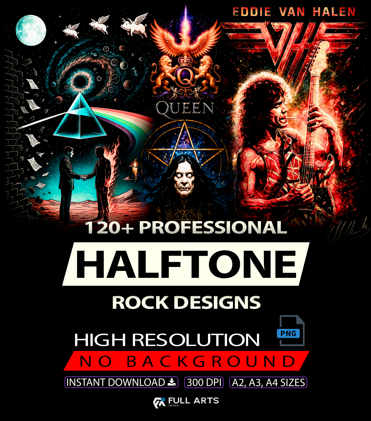 Pack 120+ Halftone Rock Designs