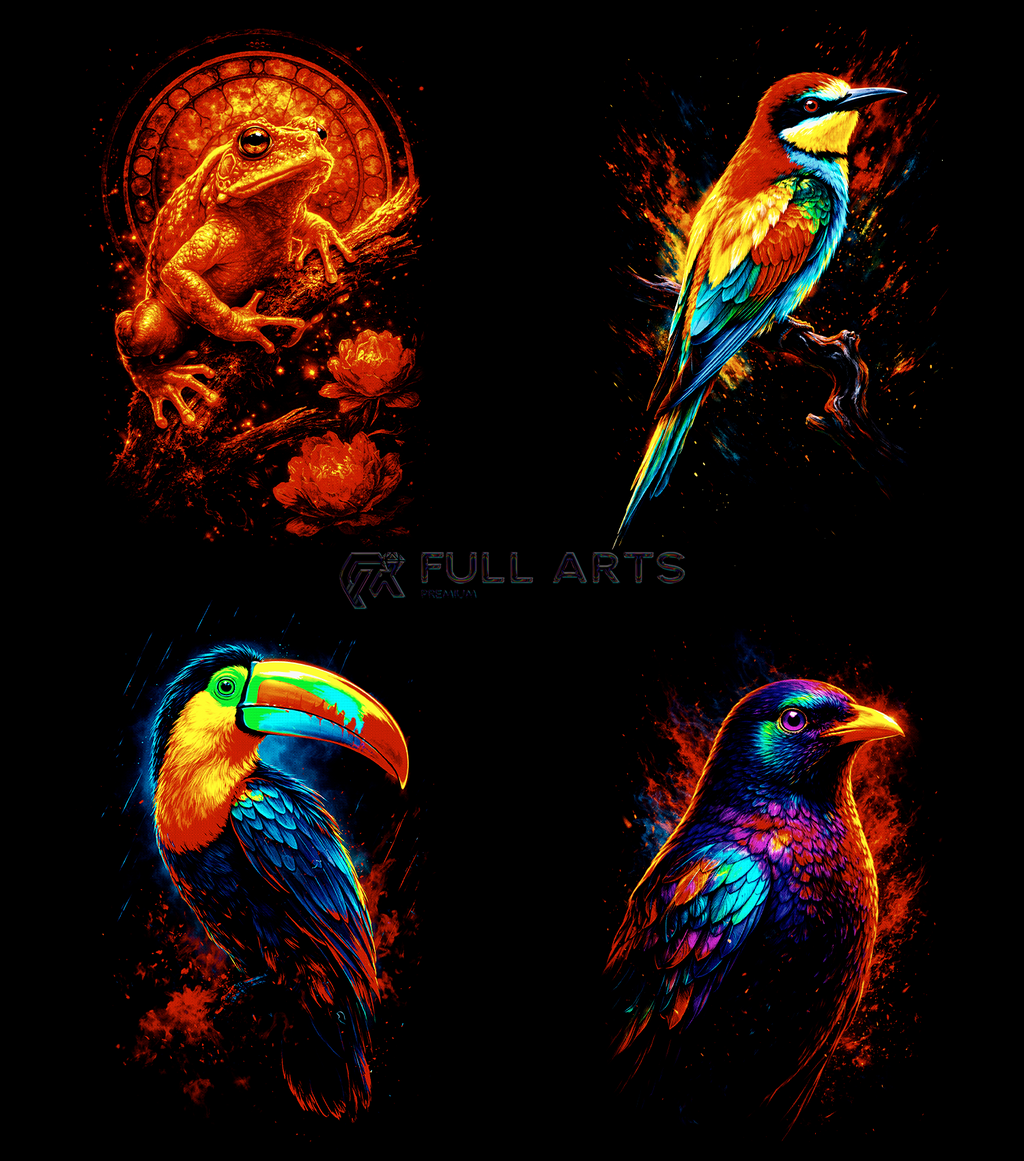 Pack 40 Halftone Neon Animals Designs