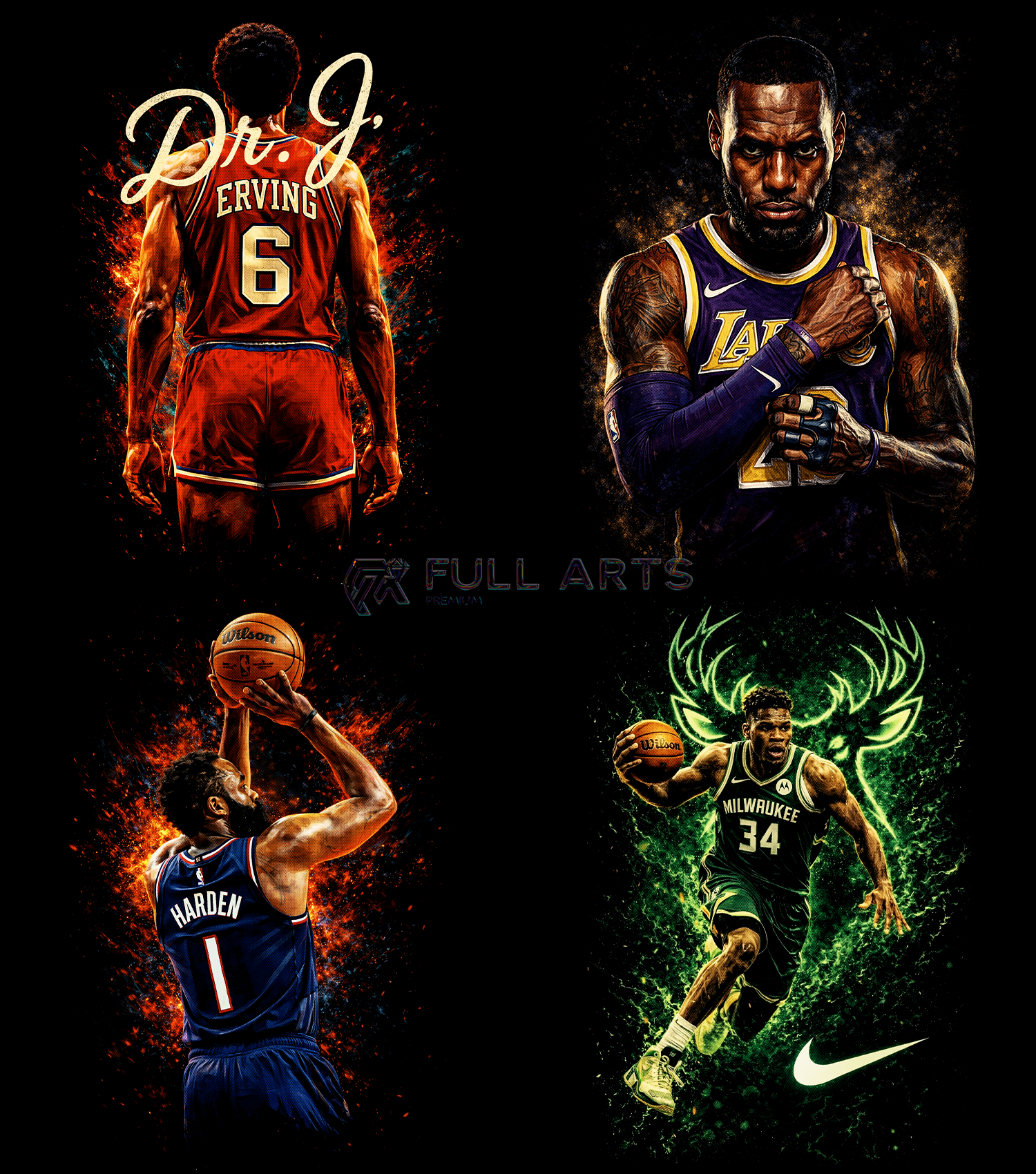 Pacote com mais de 75 Designs Halftone de Lendas da NBA