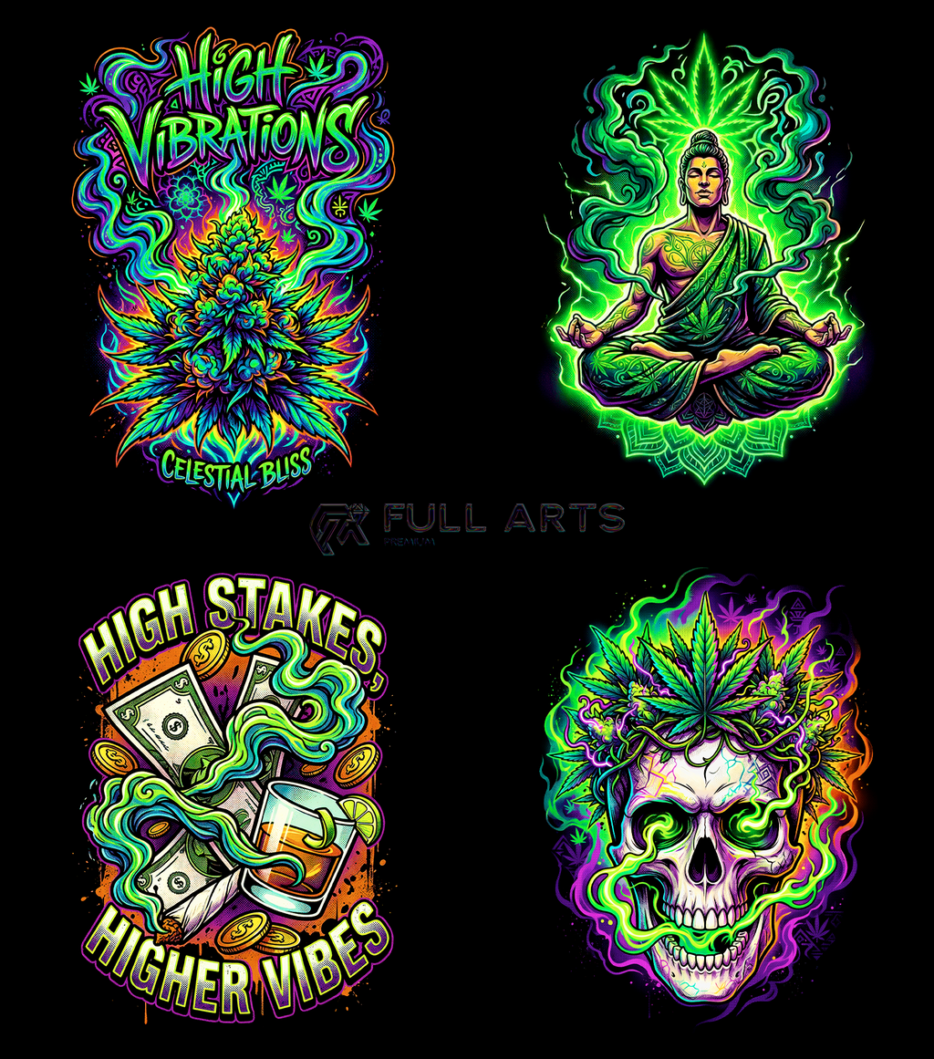 Pack 120+ Halftone Cannabis Designs