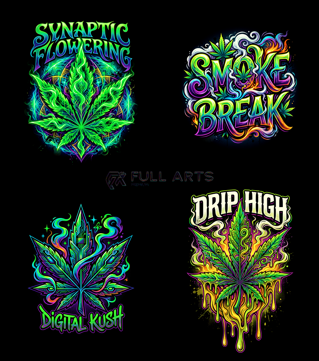 Pack 120+ Halftone Cannabis Designs
