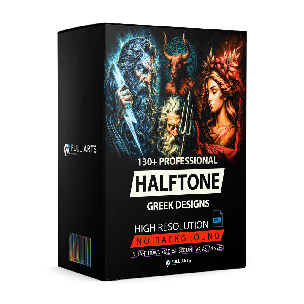 Pack 130+ Designs Mitologia Grega em Halftone