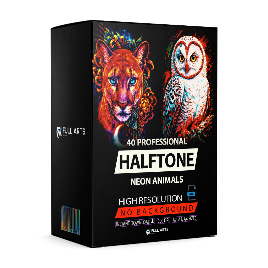 Pack 40 Halftone Neon Animals Designs
