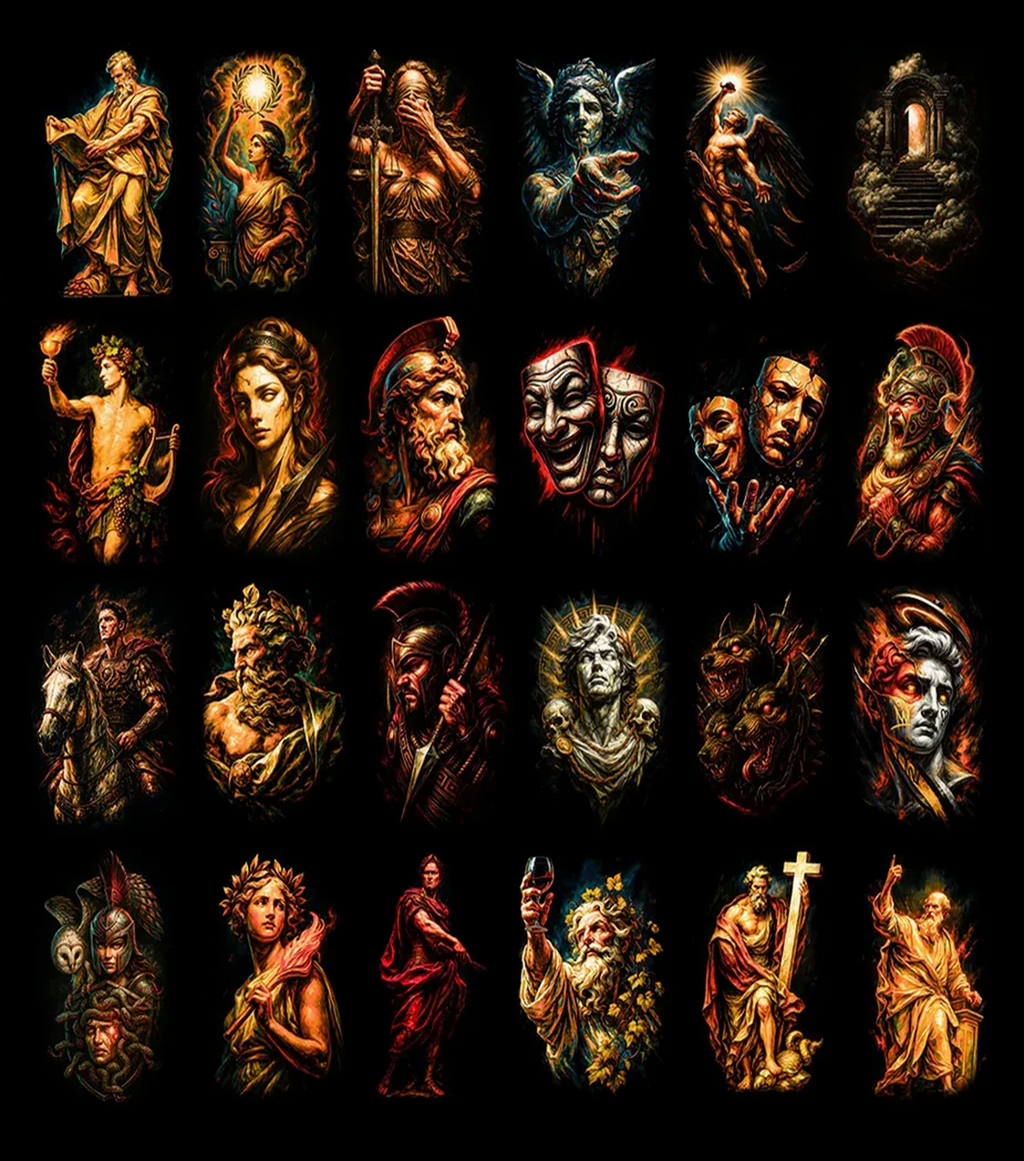 Pack 130+ Designs Mitologia Grega em Halftone