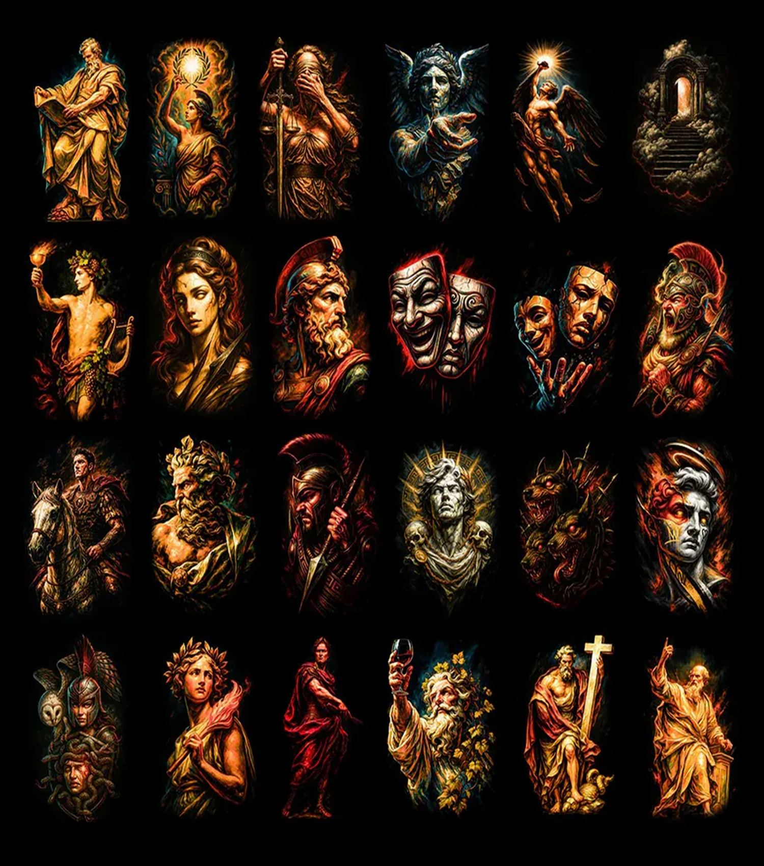 Pack 130+ Designs Mitologia Grega em Halftone