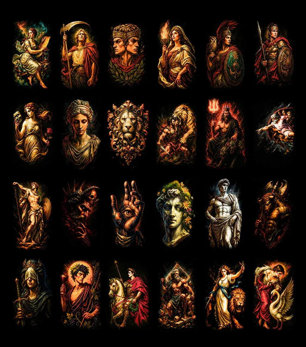 Pack 130+ Designs Mitologia Grega em Halftone
