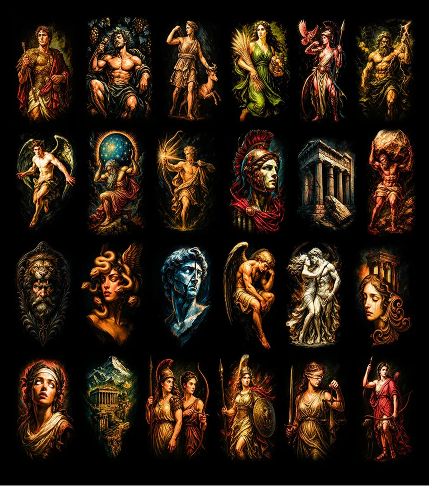 Pack 130+ Designs Mitologia Grega em Halftone