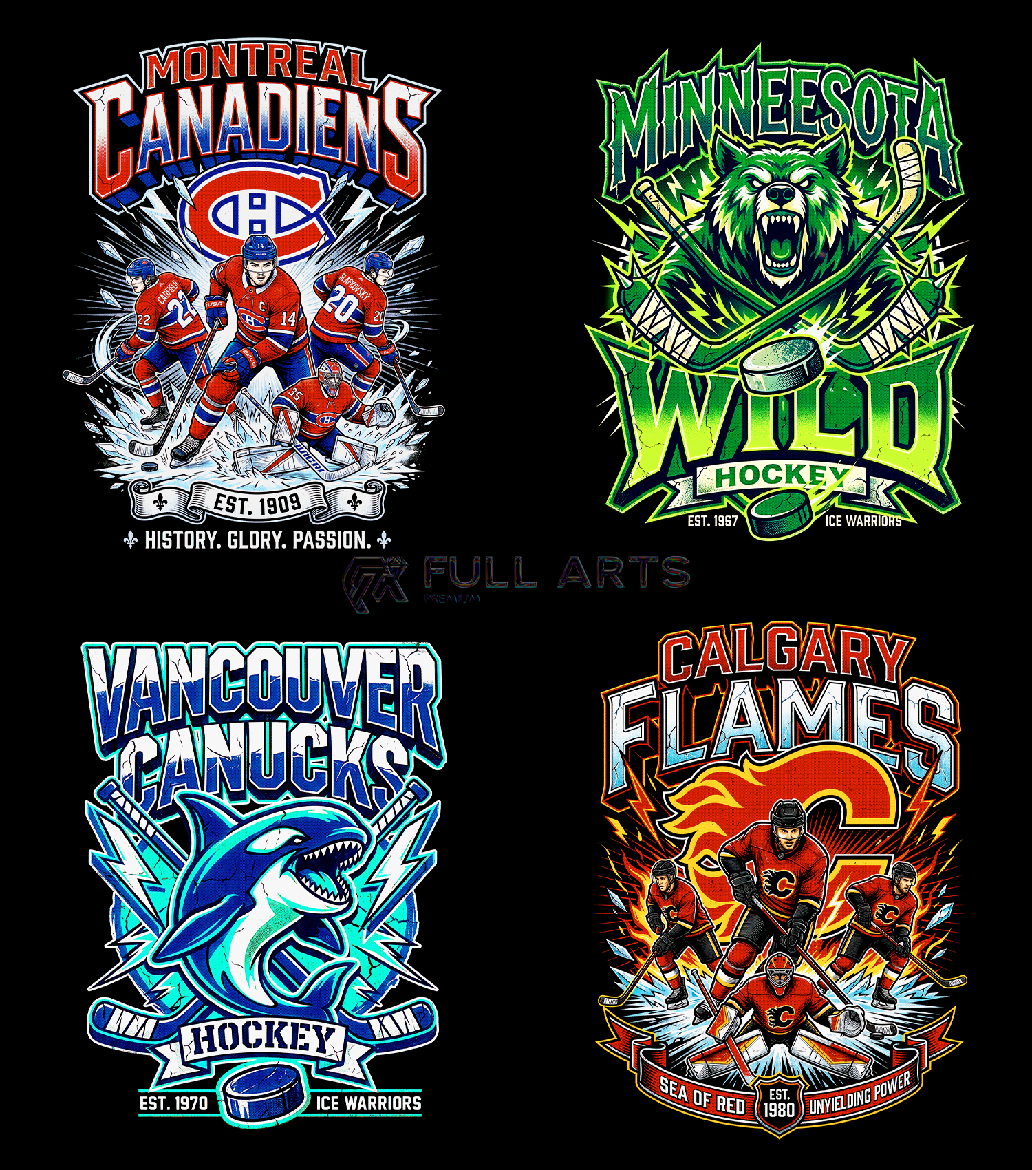 120 Hockey Bootleg Halftone Designs