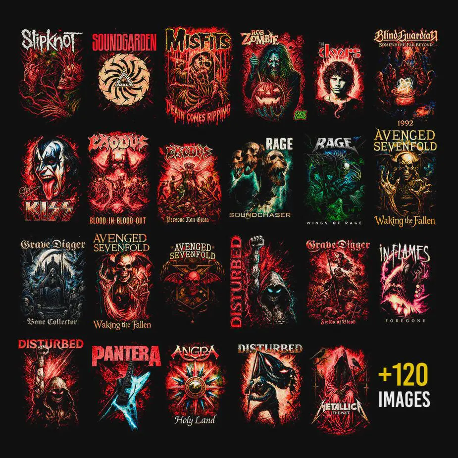 Pack 120+ Halftone Rock Designs