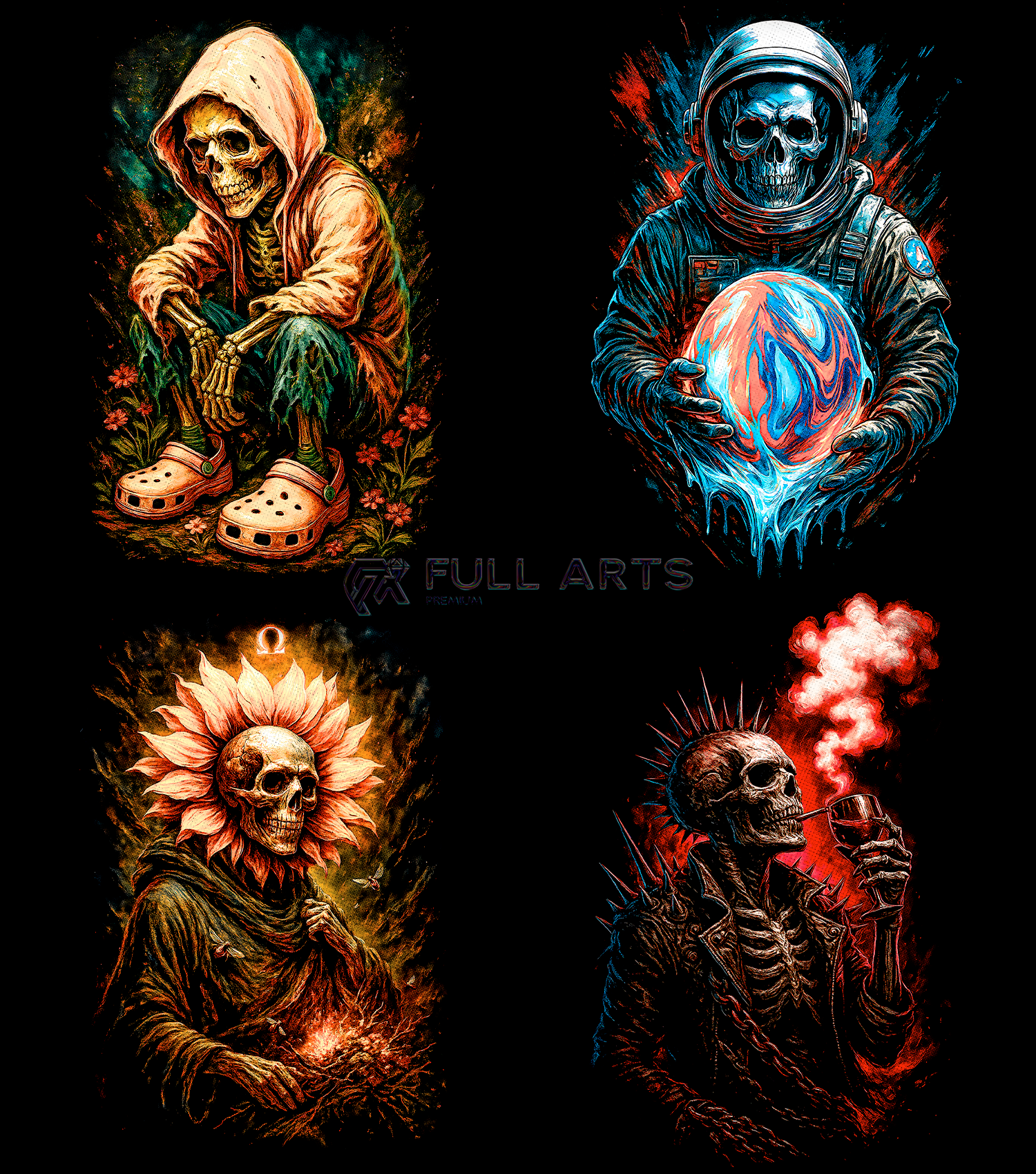 Pack 120+ Halftone Skull Designs