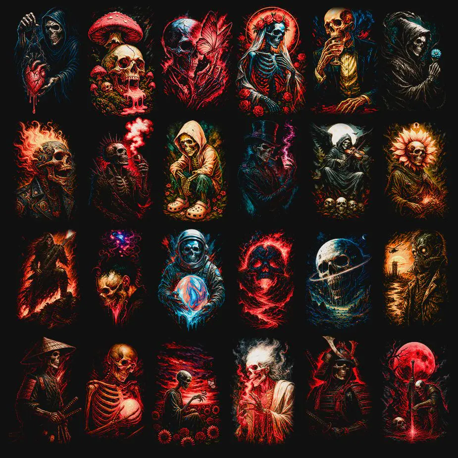 Pack 120+ Halftone Skull Designs