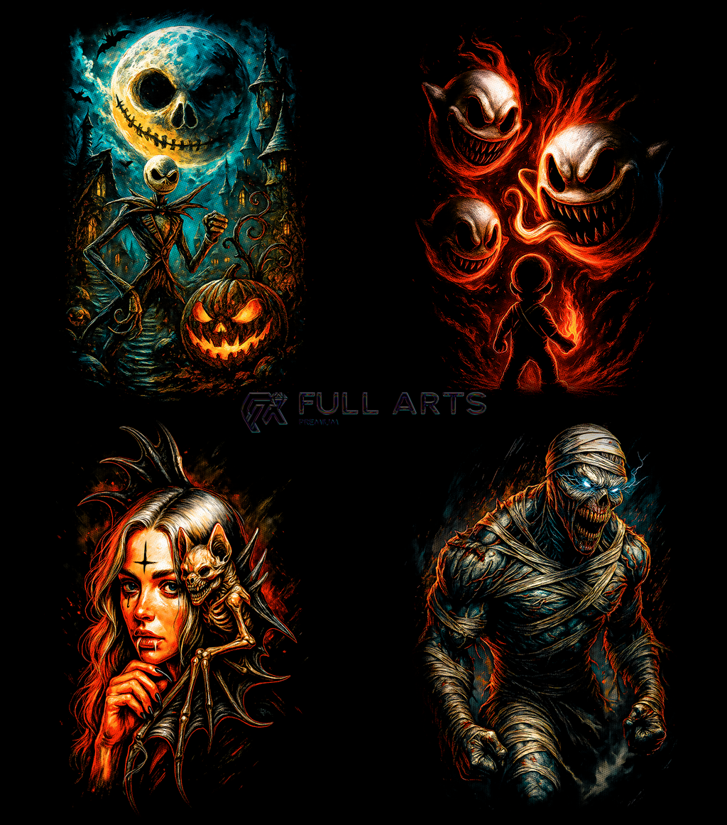 Pacote com mais de 145 designs de horror em meio-tom